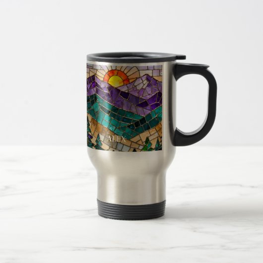 Stained Glass Mountain Sunrise Mug  トラベルマグ (右)