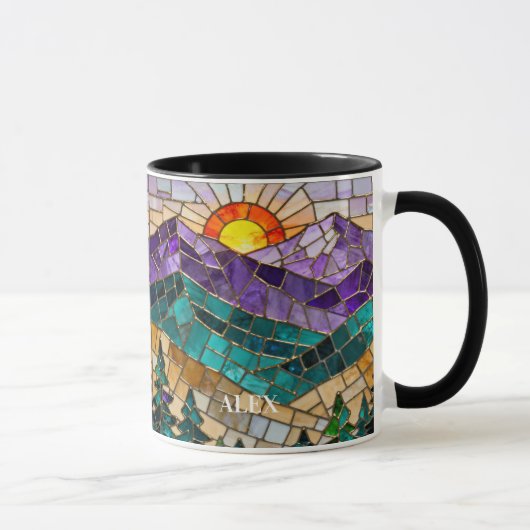 Stained Glass Mountain Sunrise Mug  マグカップ (右)