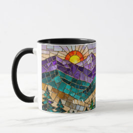 Stained Glass Mountain Sunrise Mug  マグカップ
