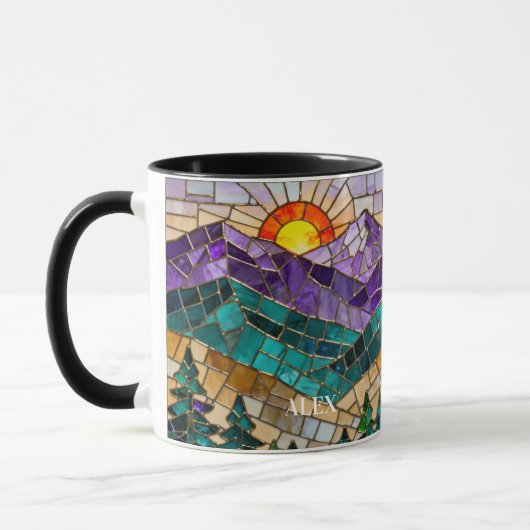 Stained Glass Mountain Sunrise Mug マグカップ (左)