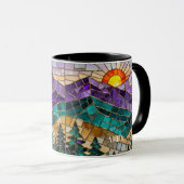 Stained Glass Mountain Sunrise Mug マグカップ (正面右)