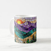 Stained Glass Mountain Sunrise Mug - Nature Art Co コーヒーマグカップ (正面左)