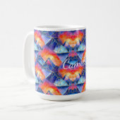 Stained Glass Mountain Watercolor Birthday Gift  コーヒーマグカップ (正面左)