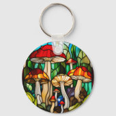 Stained Glass Mushroom Art キーホルダー (正面)