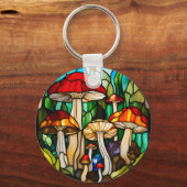 Stained Glass Mushroom Art キーホルダー (正面)
