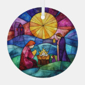 Stained Glass Nativity Scene Christmas Ornament ガラスオーナメント (裏面)