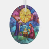 Stained Glass Nativity Scene Christmas Ornament ガラスオーナメント (正面右)