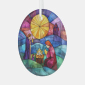 Stained Glass Nativity Scene Christmas Ornament ガラスオーナメント (正面左)