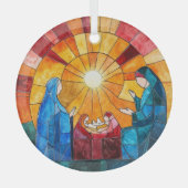 Stained Glass Nativity Scene Christmas Ornament ガラスオーナメント (正面)