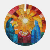 Stained Glass Nativity Scene Christmas Ornament ガラスオーナメント (裏面)