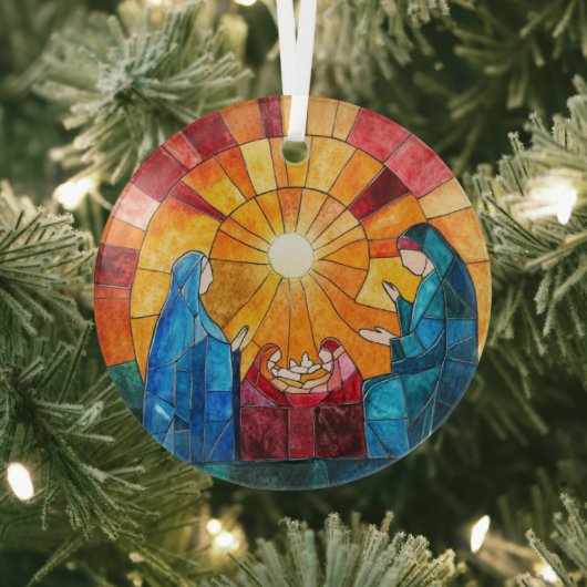 Stained Glass Nativity Scene Christmas Ornament ガラスオーナメント (インサイチュ)