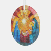 Stained Glass Nativity Scene Christmas Ornament ガラスオーナメント (正面左)