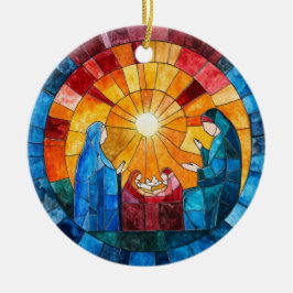 Stained Glass Nativity Scene Christmas Ornament セラミックオーナメント