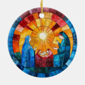 Stained Glass Nativity Scene Christmas Ornament セラミックオーナメント (裏面)