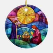 Stained Glass Nativity Scene Christmas Ornament セラミックオーナメント (裏面)
