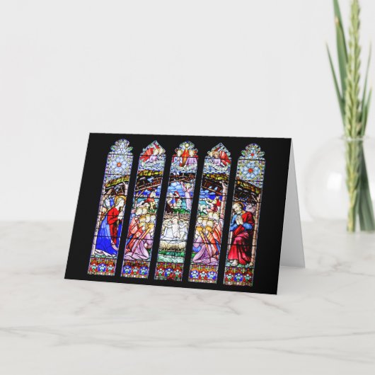 Stained Glass Nativity Scene Holiday Card シーズンカード (正面)