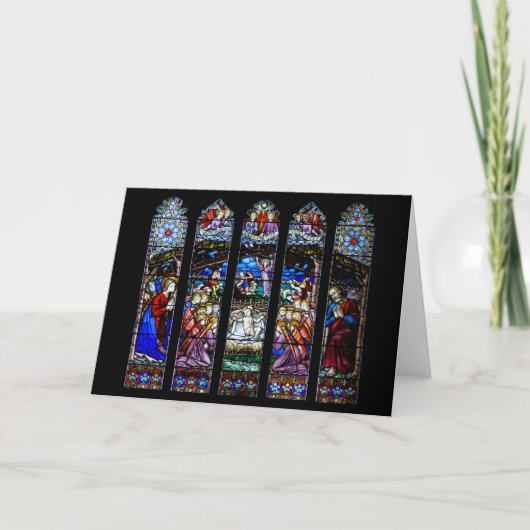 Stained Glass Nativity Scene Holiday Card シーズンカード (正面)