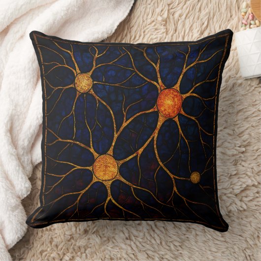 "Stained Glass Neural Network Throw Pillow" クッション (ブランケット)