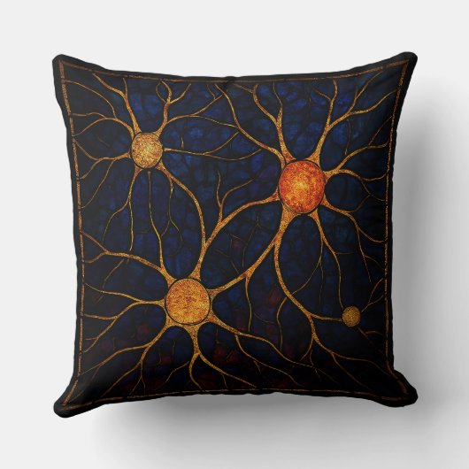 "Stained Glass Neural Network Throw Pillow" クッション (裏面)