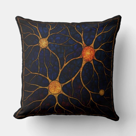 "Stained Glass Neural Network Throw Pillow" クッション (正面)