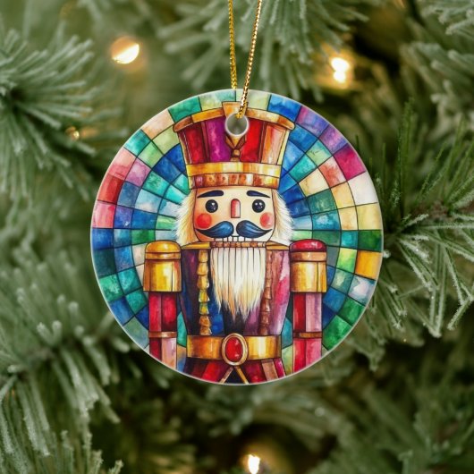 Stained Glass Nutcracker Personalized Christmas セラミックオーナメント (ツリー)