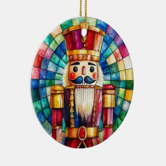 Stained Glass Nutcracker Personalized Christmas セラミックオーナメント (右)