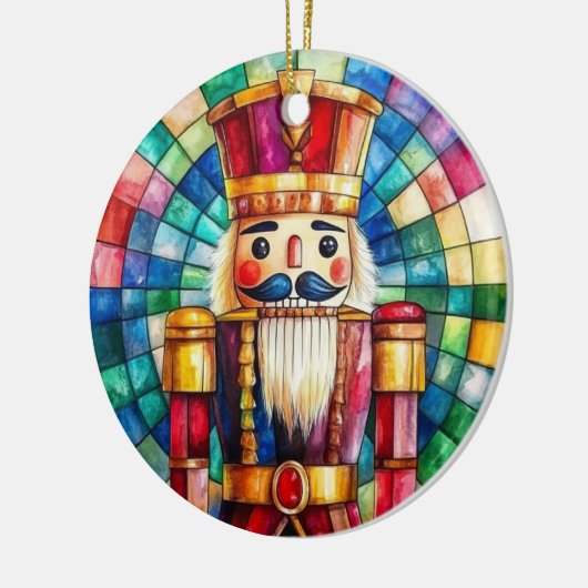 Stained Glass Nutcracker Personalized Christmas セラミックオーナメント (左)