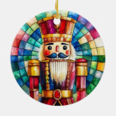Stained Glass Nutcracker Personalized Christmas セラミックオーナメント (裏面)