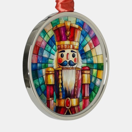 Stained Glass Nutcracker Personalized Christmas メタルオーナメント (右)