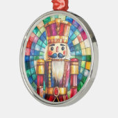 Stained Glass Nutcracker Personalized Christmas メタルオーナメント (左)