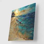 Stained Glass Ocean Beach Wall Clock スクエア壁時計 (傾斜)