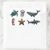 Stained Glass Ocean Life Stickers 長方形シール (バッグ)