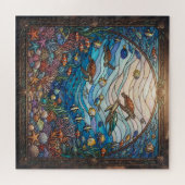 Stained Glass Ocean Sea Turtles Jigsaw Puzzle - Oc ジグソーパズル (横)