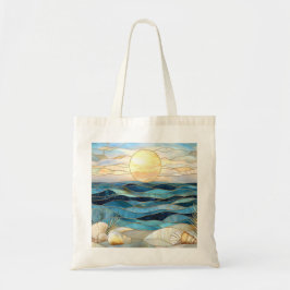 Stained Glass Ocean Sunset Beach Tote トートバッグ