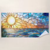 Stained Glass Ocean Sunset Beach Towel ビーチタオル (正面)