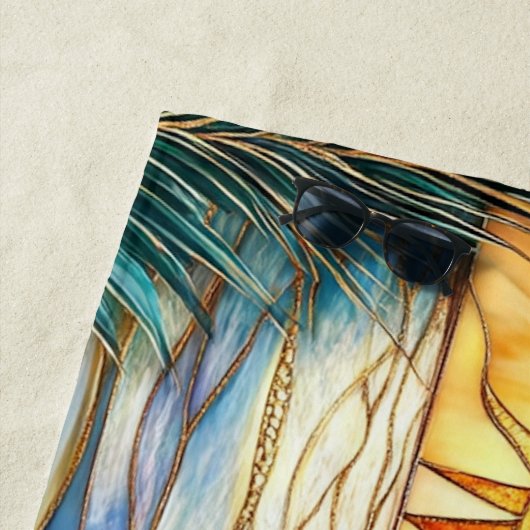 Stained Glass Ocean Sunset Beach Towel ビーチタオル (インサイチュ)