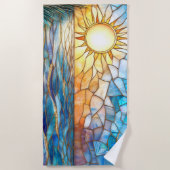 Stained Glass Ocean Sunset Beach Towel ビーチタオル (正面)