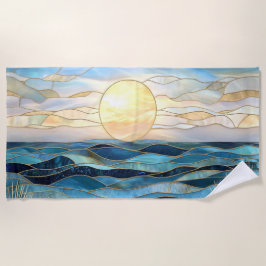 Stained Glass Ocean Sunset Beach Towel ビーチタオル