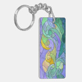 Stained Glass Ocean Waves Artistic Coastal pastel キーホルダー (正面左)