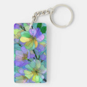 Stained Glass Ocean Waves Artistic Coastal pastel キーホルダー (裏面)