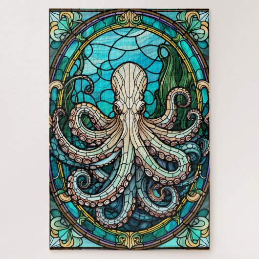 Stained Glass Octopus Jigsaw Puzzle ジグソーパズル (縦)