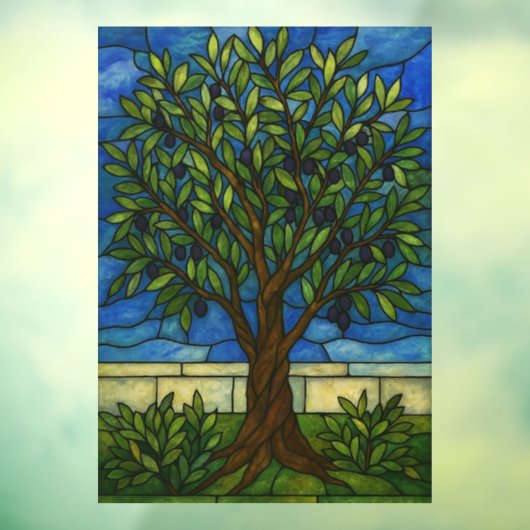 Stained Glass Olive Tree Nature Art Eco Gift ウィンドウサイン (シート3)