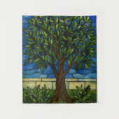 Stained Glass Olive Tree Wall Tapestry – Nature タペストリー (正面)