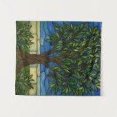 Stained Glass Olive Tree Wall Tapestry – Nature タペストリー (正面(横))