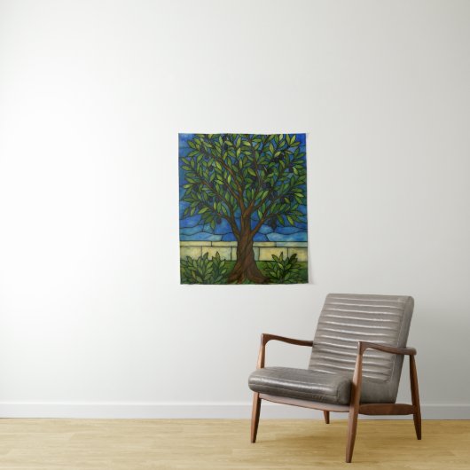 Stained Glass Olive Tree Wall Tapestry – Nature タペストリー (インサイチュ)