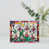 Stained Glass Orchid Flowers  ポストカード (スタンド正面)
