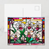 Stained Glass Orchid Flowers  ポストカード (正面/裏面)