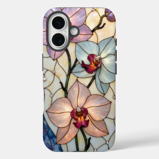 Stained Glass Orchid Flowers  Case-Mate iPhoneケース (裏面)