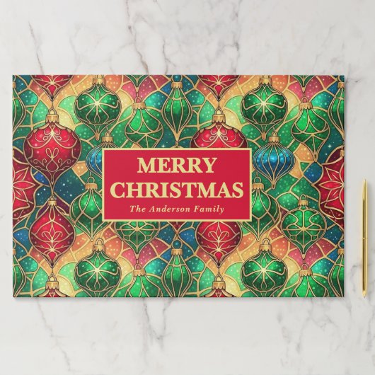 Stained Glass Ornament Christmas Paper Placemat ペーパーパッド (インサイチュ)