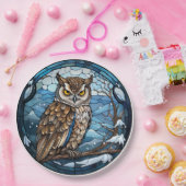 Stained Glass Owl ペーパープレート (パーティー)